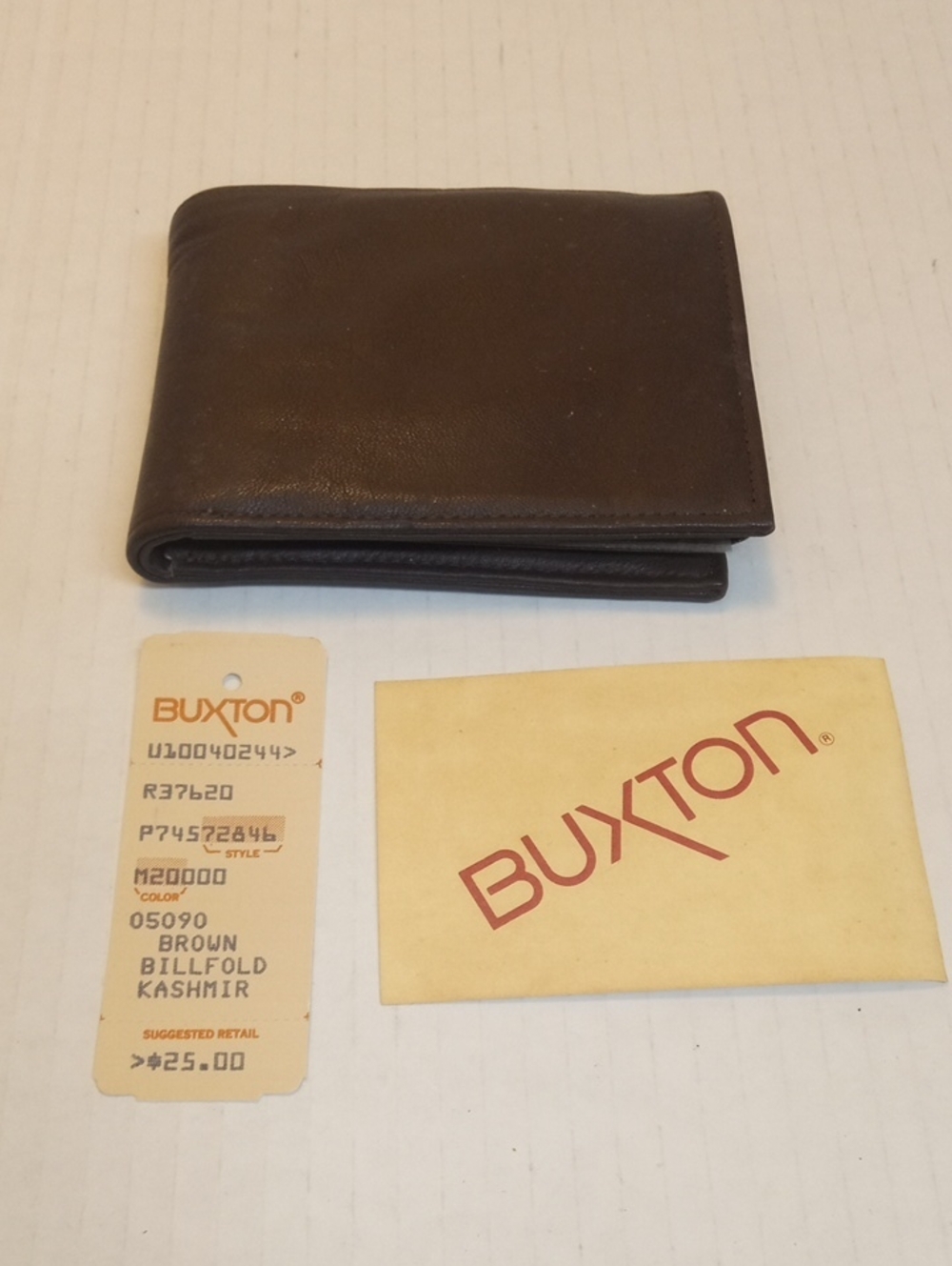 Vintage Brown Billfold Wallet Buxton 1980s With Original Price Tags